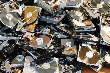 old hard drives and electronics to be recycled