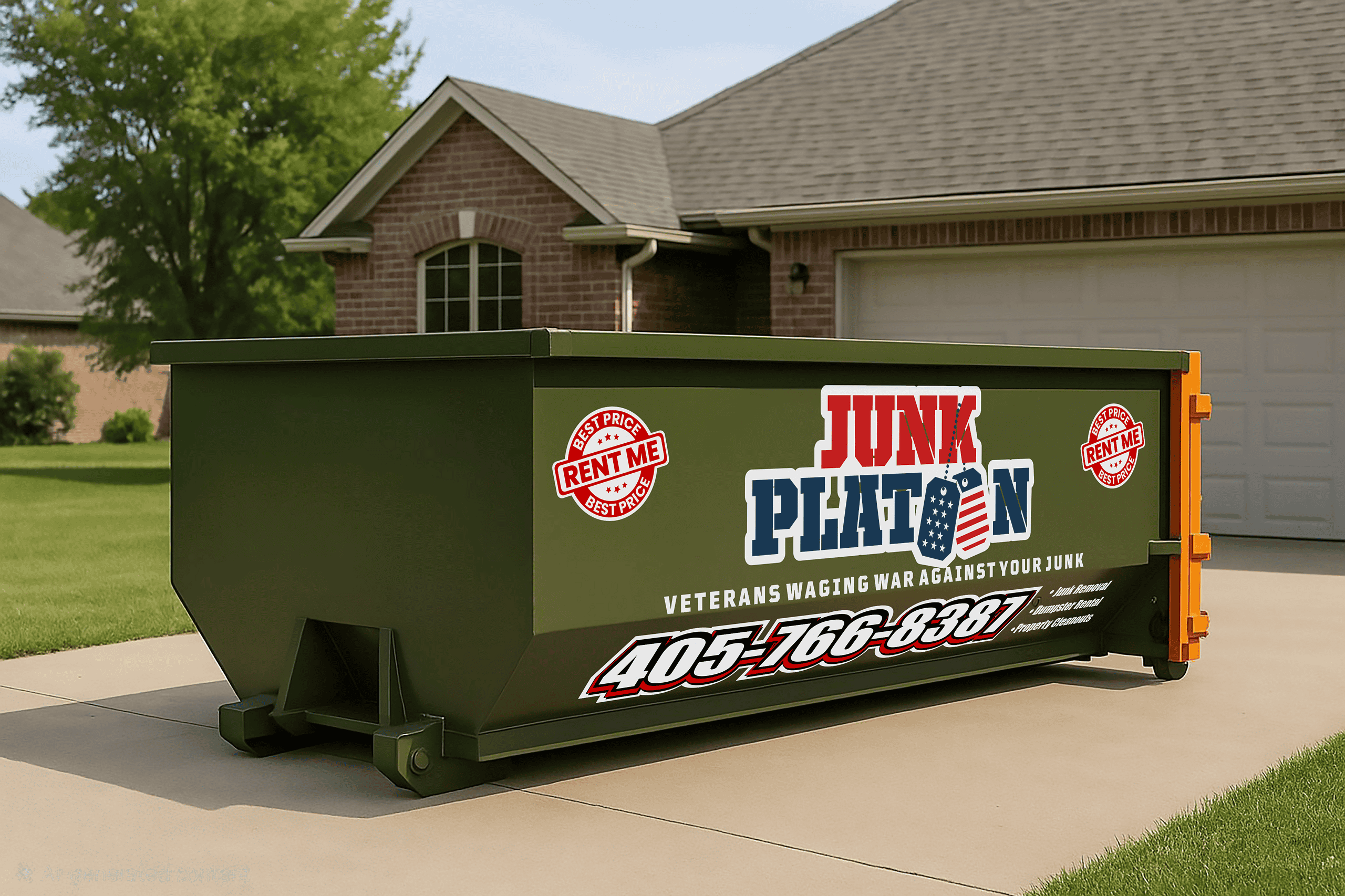 DUMPSTER Dumpster rental in a driveway in edmond - Junk removal